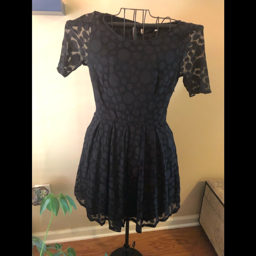 Lauren Conrad Black Sheer Poka Dot Dress. Sz. 10